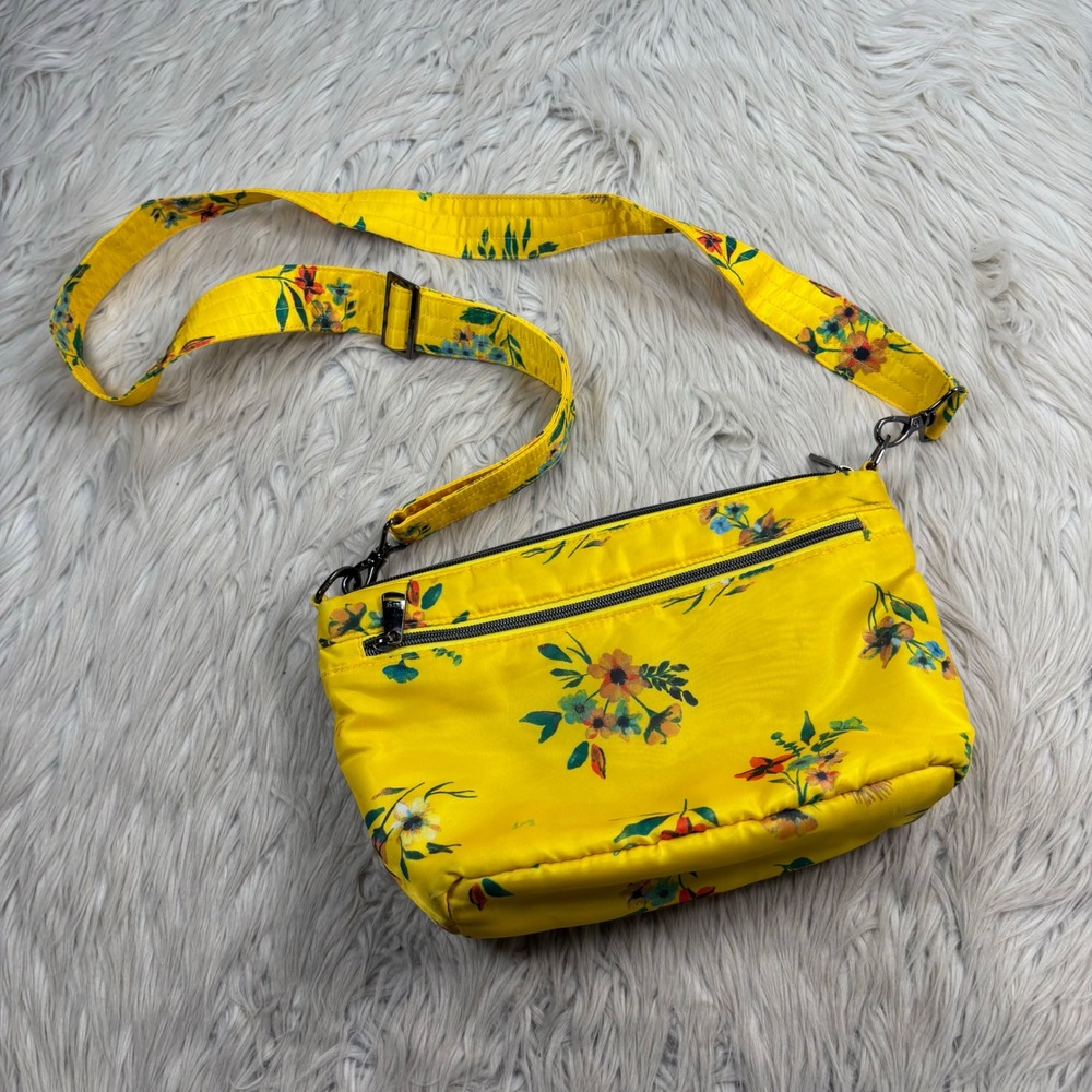 LUG Flare 2 Crossbody Bag Purse Yellow Floral RFID Protection Travel Dopamine
